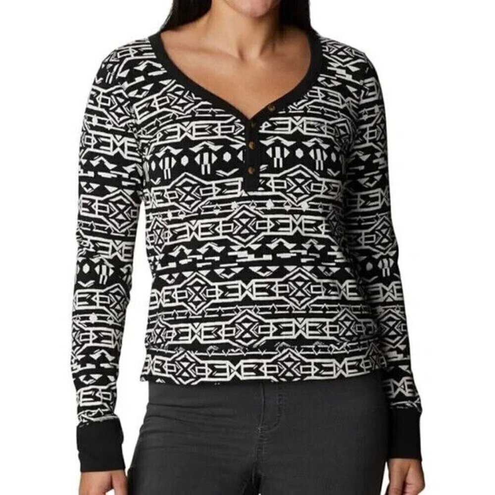 Columbia Geometric Print Long Sleeve Top Winter Outdoor Coquette Ski Snowboard